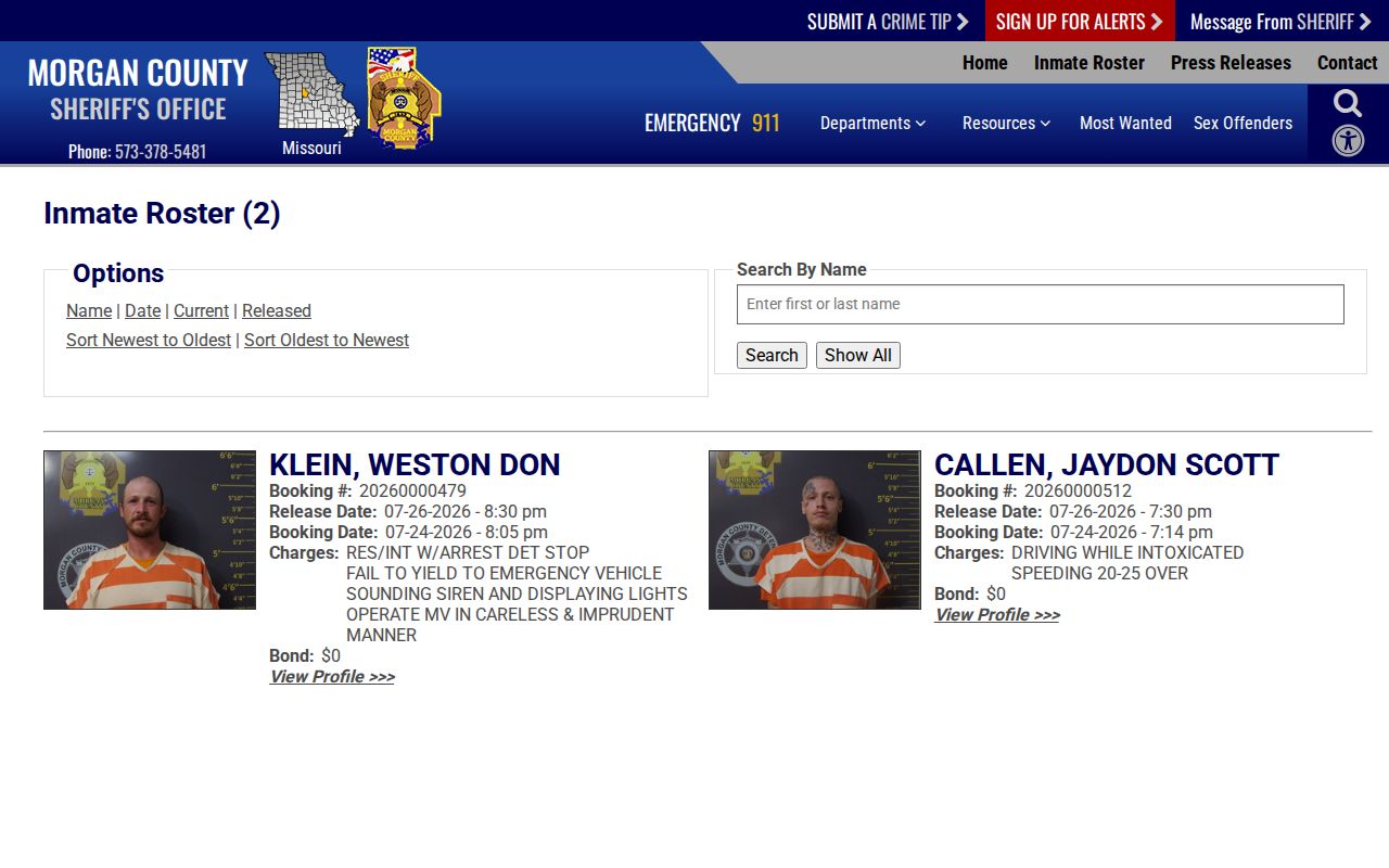 Morgan County released inmate 48-hour records