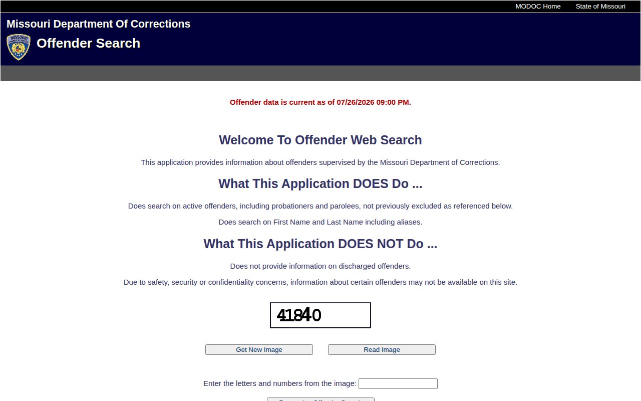 Missouri corrections search for Morgan County released inmate status