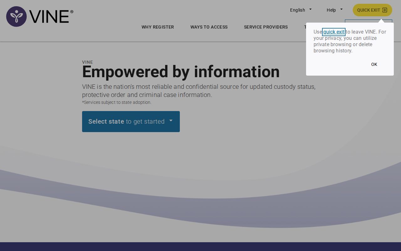 Morgan County VINE inmate check and release notification interface